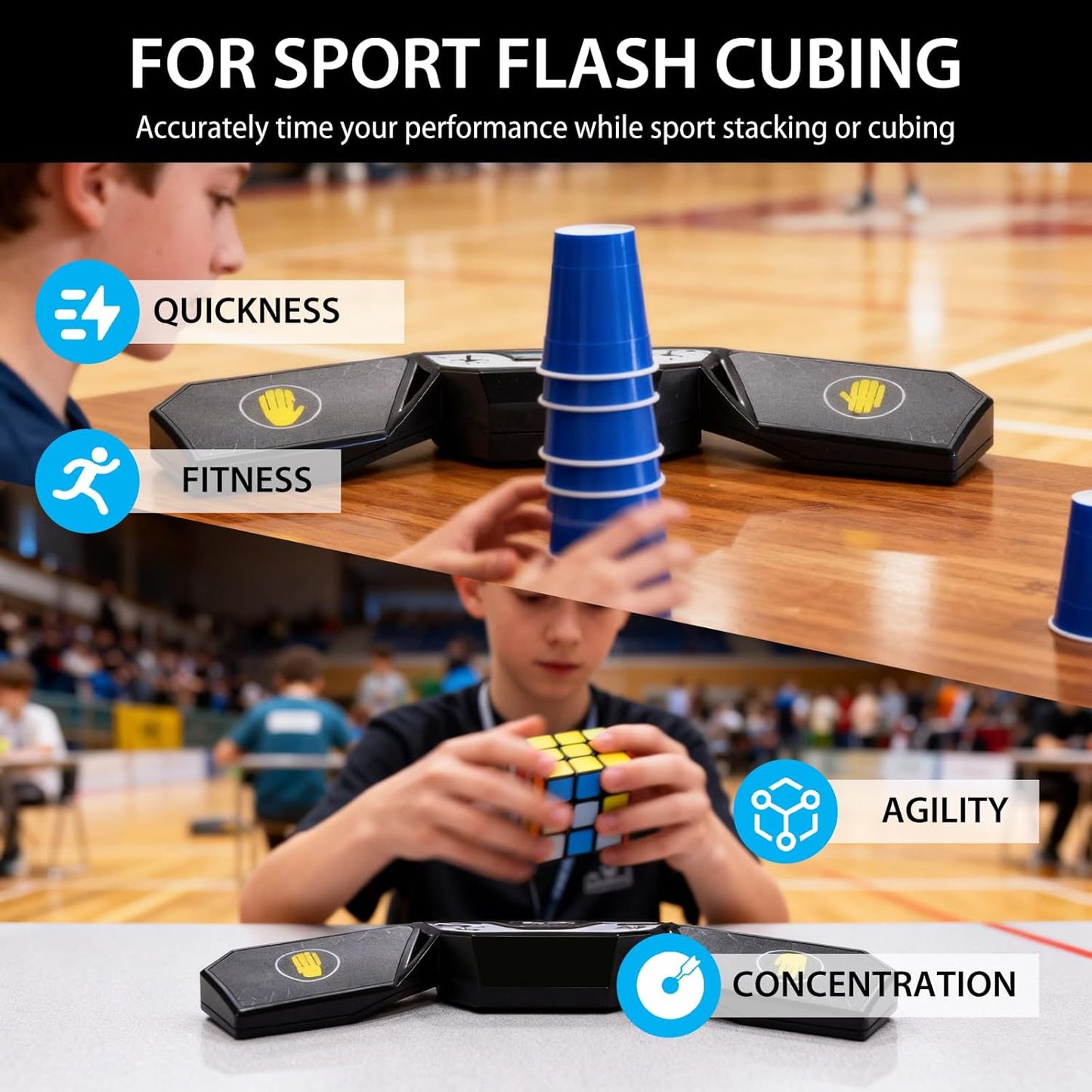 Professional Speed Cube Timer,Touch Control Timer with Display, Cube Race Stack Competition a Great Gifts