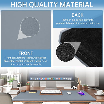 AKOZLIN 35.4"x 18.9" Soft PU Leather Surface Office Desk Mouse Mat Anti-Push Pad with Full Grip Fixation Lip Table Blotter Edge-Locked Protector