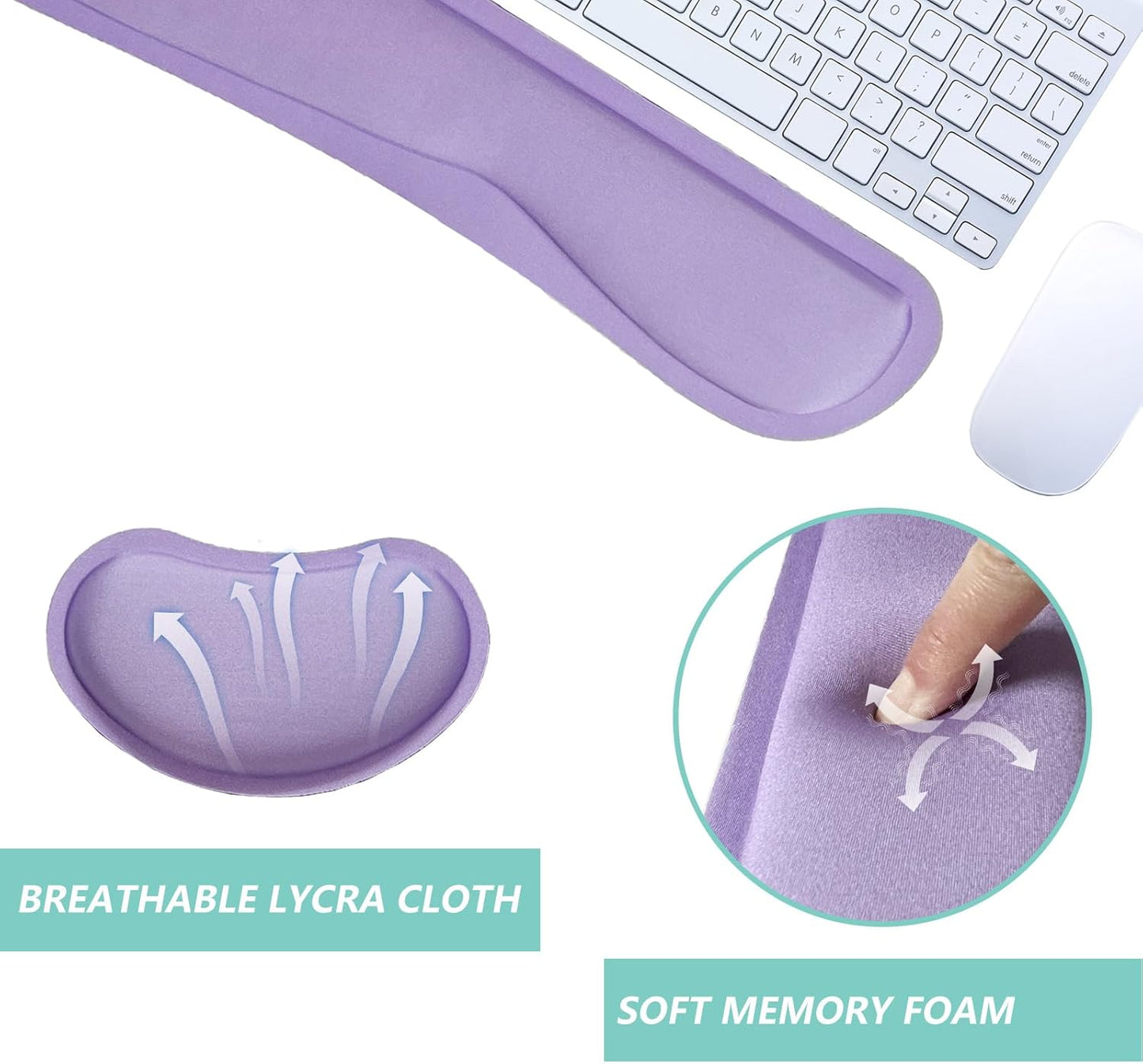 Keyboard Wrist Rest Mouse Wrist Support Set, Memory Foam Wrist Rest Pad for Computer Laptop Keyboard Mouse, Ergonomic Wrist Cushion Support for Typing Pain Relief, Gaming Home Office, Flowers Grass