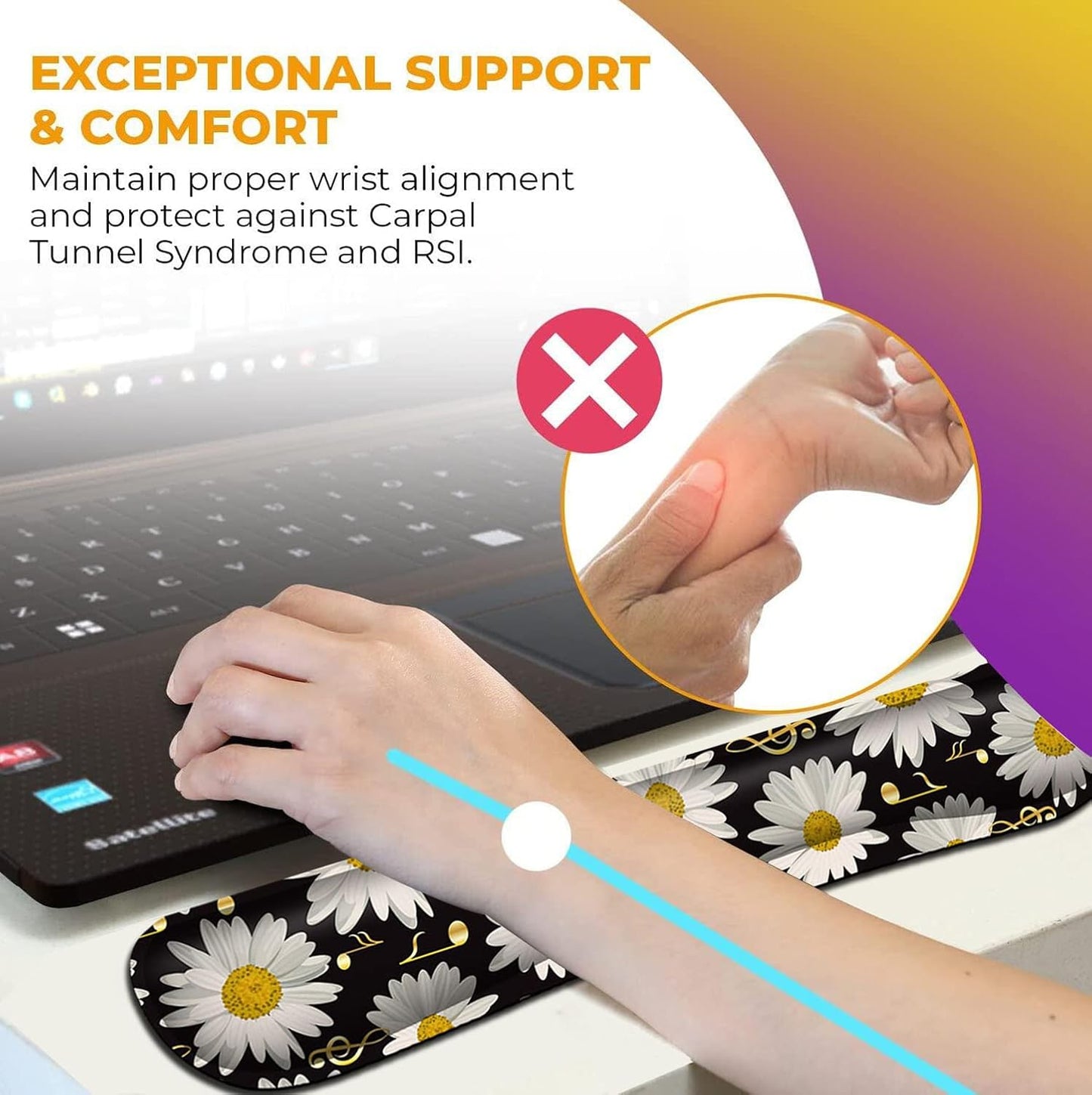 Mouse Pad with Wrist Support, Ergonomic Gel Mouse Pad Beautiful Flowers,Pink Hyacinths on Wood Panel，Non-Slip Durable, Memory Foam Keyboard Wrist Rest, Suitable for Office Typing Games