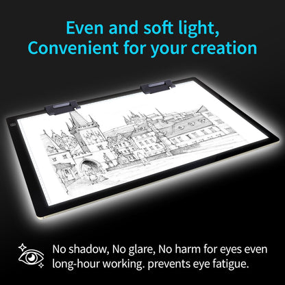Zocelight A3 Light Pad for Diamond Painting Kit,4800Lux Super Bright 5mm Ultra Thin Diamond Art Light Board with Stand and Clip,3 Levels Dimming Light Box for Artists,Drawing,Sketching,Animation