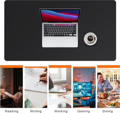 Mydours 40" x 20" Extra Large Desk Mat, PU Leather & Cork Desk Pad, Large XXL Desk Mouse Pad for Workstation, Office, Home, Computer Desk Mat with Keyboard & Mouse (Black)