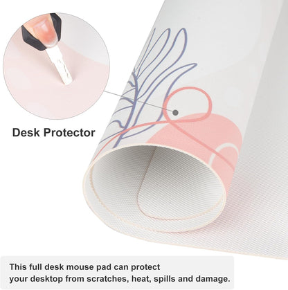 QIYI Large Mouse Pad, Cute Pink Desk Mat for Desktop, Women Girls PU Leather Desk Pad Waterproof Gaming Mousepad, Rose Gold Marble Computer Protector Writing Pad for School Office Home 31.5" x 15.7"