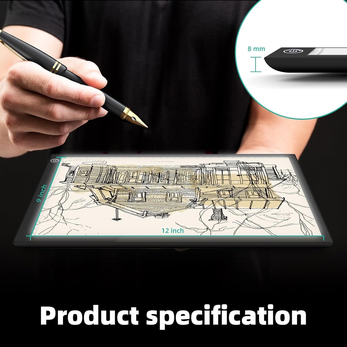 ME456 A4 LED Light Box 9x12 Inch Light Pad Only 5mm Ultra-Thin USB Power Light Table for Tracing, Tattoo Transferring, Drawing, Streaming, Sketching, Animation, Stenciling, Diamond Art Painting