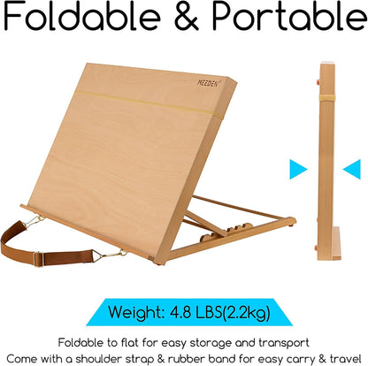 MEEDEN Extra Large(20"x 30") Wooden Tabletop Easel for Painting, 5-Position Adjustable Drawing & Sketching Board, Portable Beechwood Desktop Art Easel Stand for Adults, Artists, Beginners & Student
