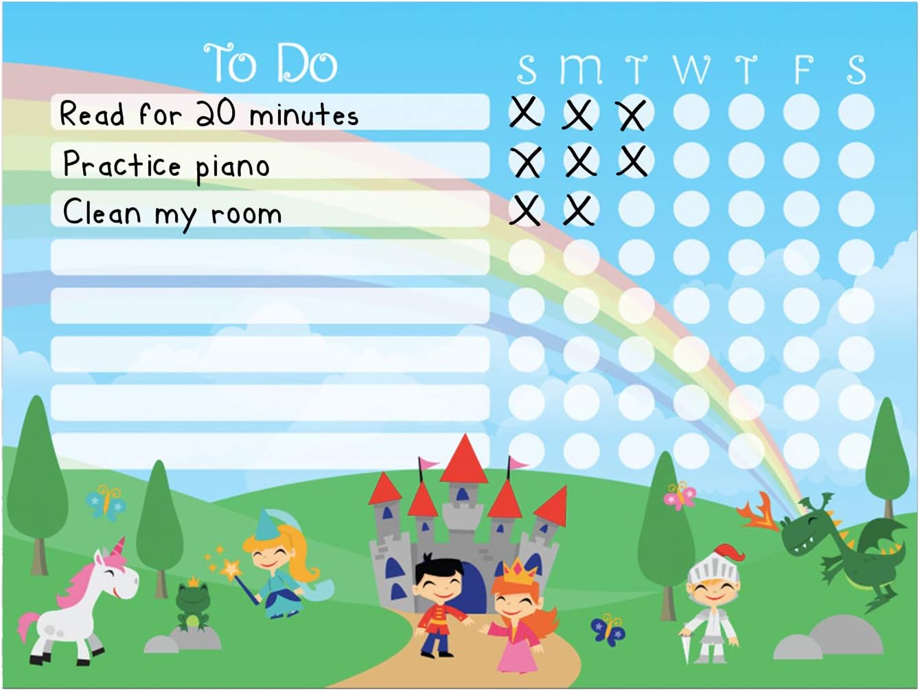 Dry Erase Whiteboard Task & Habit Tracker | Removable and Restickable Adhesive Decal | Fine-Tip Magnetic Marker Included | 9” x 12”