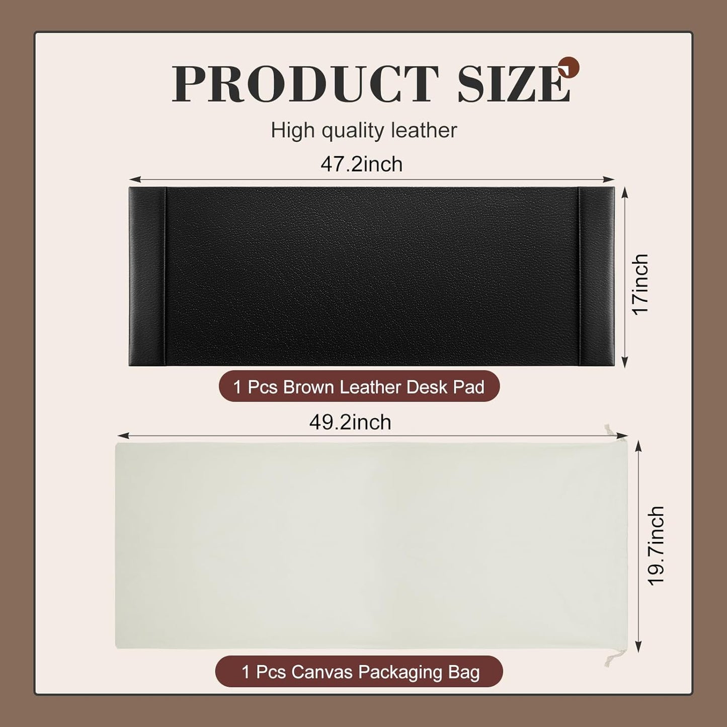 30 x 18 Inch Leather Desk Pad Protector with Side Rails, Executive Office Desk Mat for Home Workspace, Writing Surface, Mouse & Keyboard Pad, Elegant Gift for Men Dad Husband (Brown)