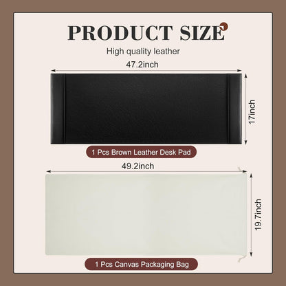 30 x 18 Inch Leather Desk Pad Protector with Side Rails, Executive Office Desk Mat for Home Workspace, Writing Surface, Mouse & Keyboard Pad, Elegant Gift for Men Dad Husband (Brown)