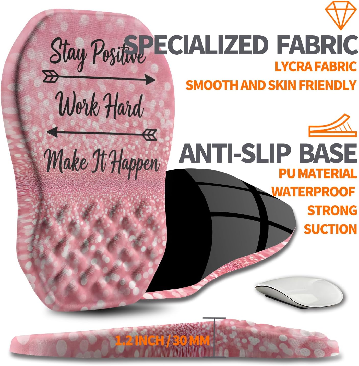 Ergonomic Slope Mouse Pad Wrist Support, Wrist Rest Mousepad for Carpal Tunnel Pain Relief with Massage Bulge and Slow Rebound Memory Foam (12x8 inch, Black)