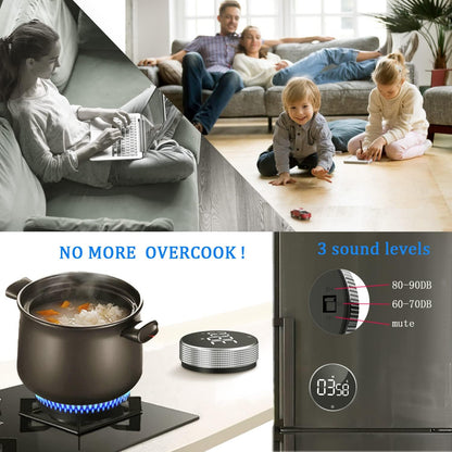 Timers, Kitchen Timer for Kids, Digital Countdown Magnetic Egg Timer for Cooking, with Constant Light Function for classrooms, Quiet for Children and Teachers…Black