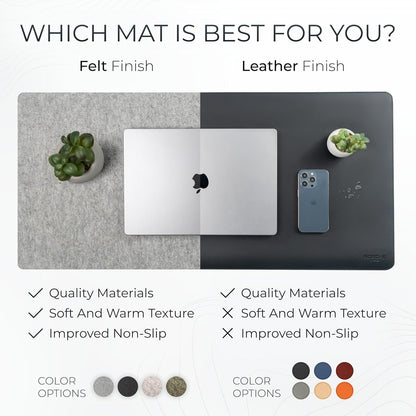 Nordik Large Felt Desk Mat - Charcoal - 35 x 17 inch - Full Desk Keyboard Mat - Computer Desk Mat for Keyboard and Mouse Pad - Desktop Mat - Large Felt Desk Pad