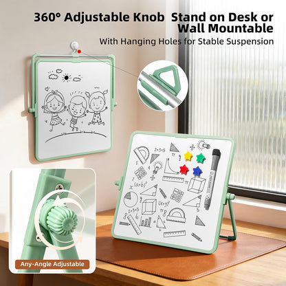 Colorful Dry Erase White Board 8.3x11in, Magnetic Desktop Board with Stand, 2 Markers (Eraser Head), 4 Magnets - Double-Sided Easel for Daily Planning, Memo, Office/Home/School (Blue)