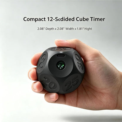 Cube Kitchen Timer - Rechargeable Countdown Timer 15-20-30-45-60 Mins for Cooking, Classroom, Exercise (Black)