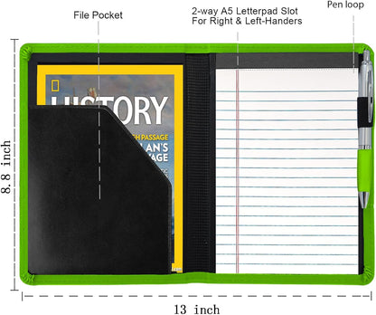 Padfolio/Portfolio Binder, Mini Padfolio Portfolio Binder 5 x 8 Legal Writing Pad, A5 Document Organizer Folder for Men Women, Black