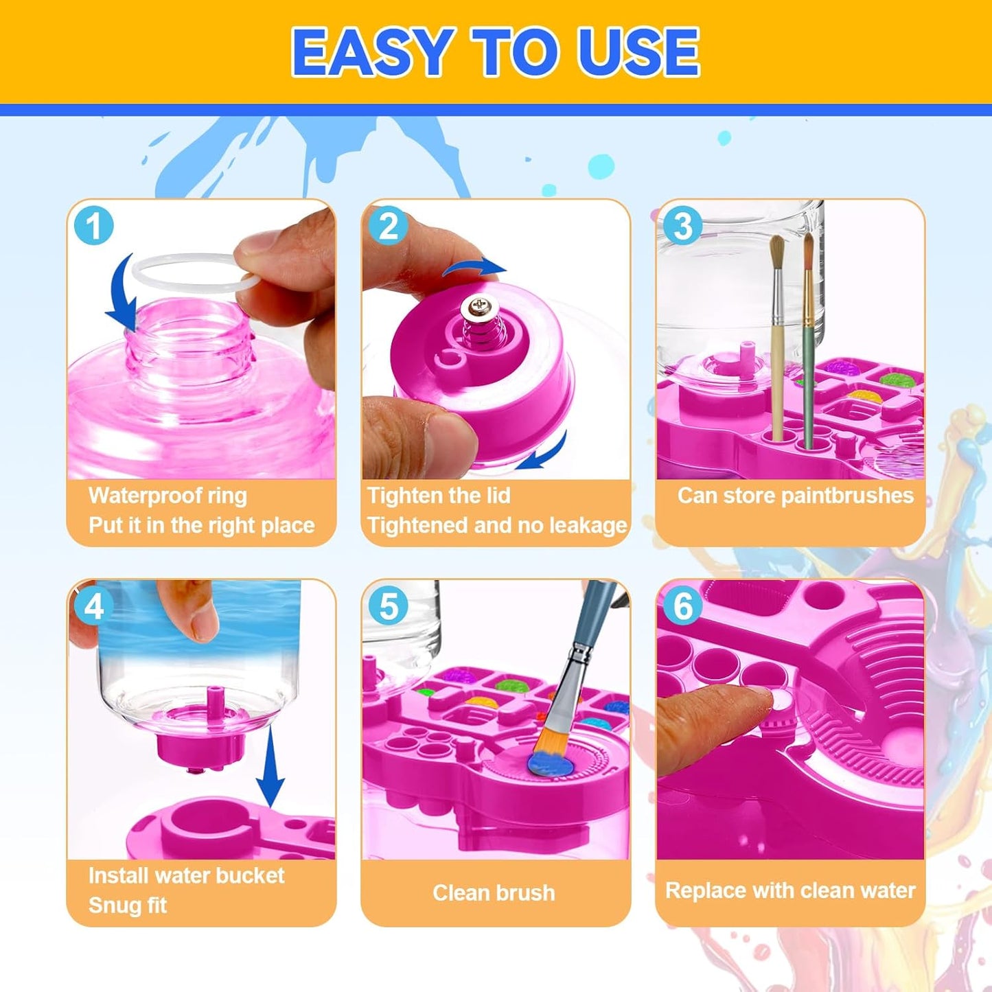 Paint Brush Cleaner, Multifunctional Acrylic Face Paint Brush Washing Station Brush Water Cup for All Purpose Oil Watercolor Painting Artist Professional Kit,Gift Art Supplies for Kid Adult