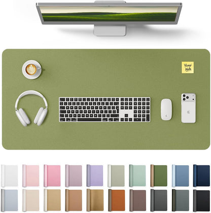 YSAGi Leather Desk Protector, Office Mat, Large Mouse Mat, Non-Slip PU Leather Blotter, Laptop Desk Mat, Waterproof Writing Pad for Office and Home (Black, 31.5" x 15.8") - Colors A