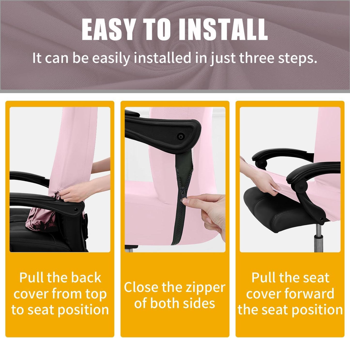 Smiry Stretch Printed Office Chair Armrest Covers, 2 Pcs Soft Fit Removable Washable Computer Desk Chair Arm Covers Protector, Black