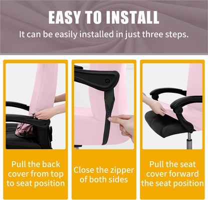 Smiry Stretch Printed Office Chair Armrest Covers, 2 Pcs Soft Fit Removable Washable Computer Desk Chair Arm Covers Protector, Black