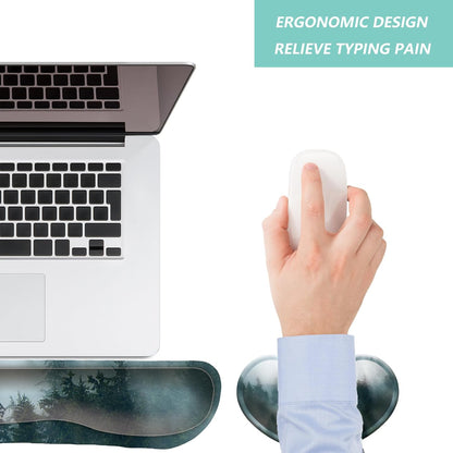 Keyboard Wrist Rest Mouse Wrist Support Set, Memory Foam Wrist Rest Pad for Computer Laptop Keyboard Mouse, Ergonomic Wrist Cushion Support for Typing Pain Relief, Gaming Home Office, Flowers Grass