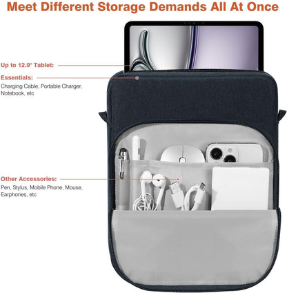 Dadanism 9-11 Inch Tablet Sleeve Bag Carrying Case with Shoulder Strap for iPad (A16) 11", iPad 10th Gen 10.9", iPad Air M4/Pro M5 11", iPad 9/8/7th 10.2", Galaxy Tab A11+ Plus 11", Cloudy Pink