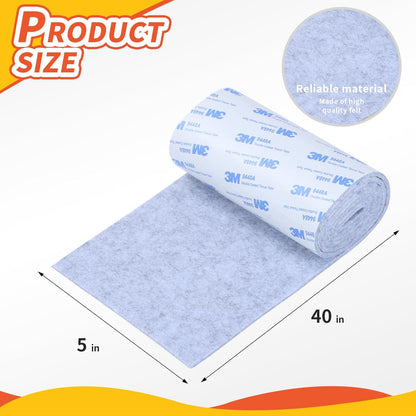 Felt Furniture Pads, Non Slip Self Adhesive Cuttable Felt Tape Black Heavy Duty Felts Strip Roll for Protecting Hardwood Floors Chair Wall Protector (40 x 5 x 0.12 Inch)