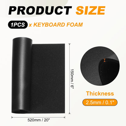 PATIKIL 5 x 17 x 0.1 Inch Keyboard Foam, Sound Dampening Foam Keyboard Modular Sponge for Hot Swap Mechanical Key Boards, Black
