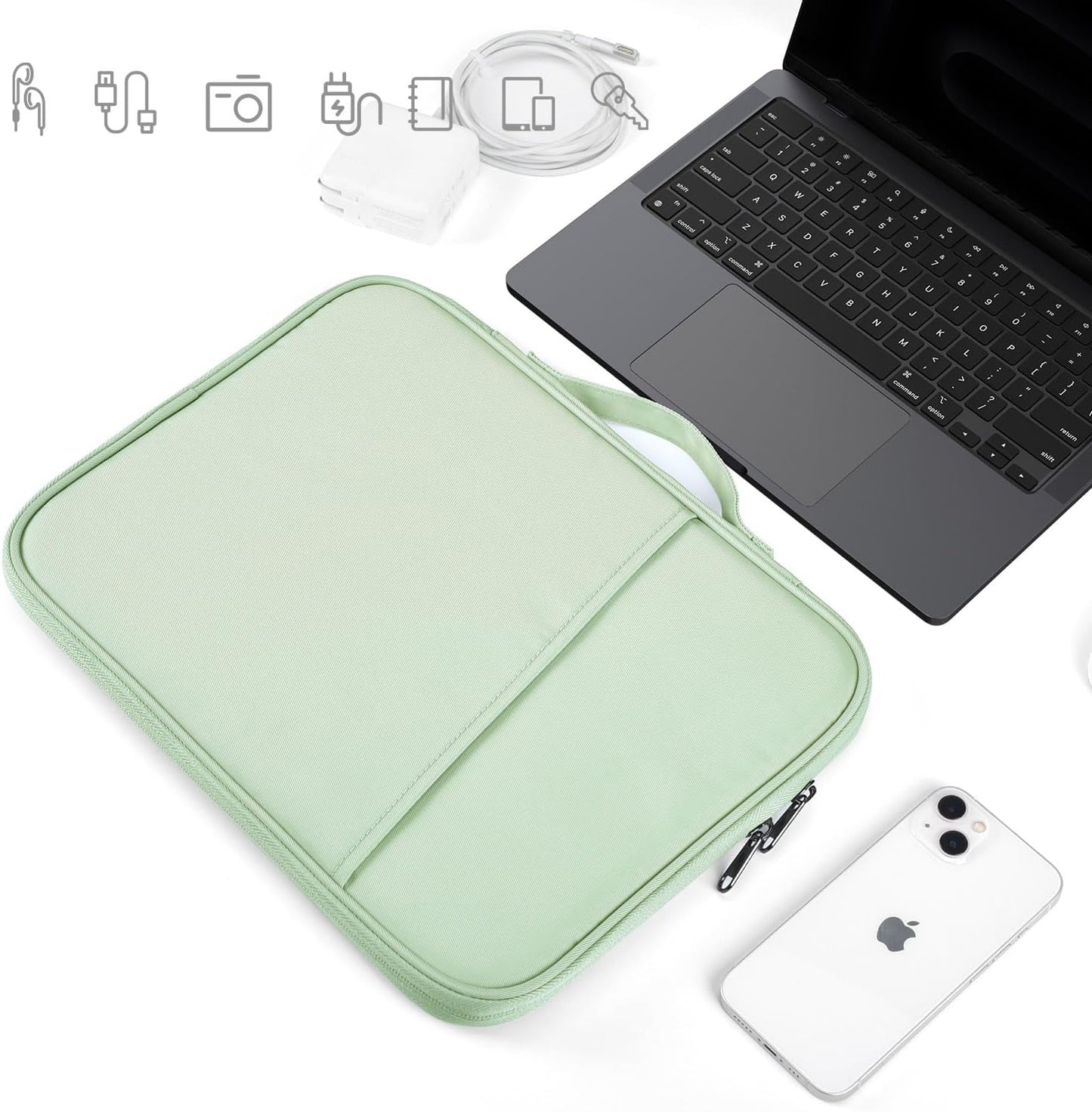 13 inch iPad Pro Case, Padded Travel Carrying Sleeve for iPad Pro 13-in M5 M4 & iPad Air 13-in M2 M3 M4(2026) w/Magic Keyboard, Water-Resistant Shockproof iPad Soft Bag Cover Accessory Pocket -Black