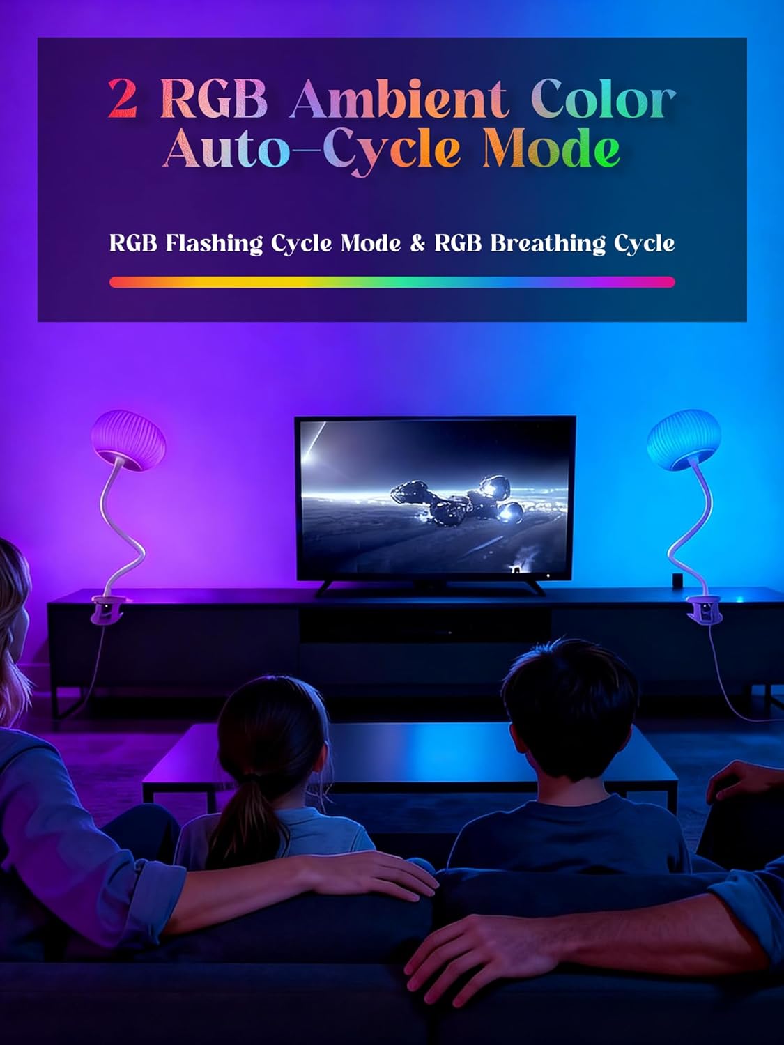 Clip on Light,10 RGB Colors+10 Brightness Clip on Lamp, College Dorm Lighting Reading Light for Bed, Desk Lamp with Clamp & USB Adapter for Headboard/Bedside/Desk/Nursery/Kids Room