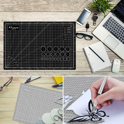 HEADLEY TOOLS 18" x 24" Thickened Self Healing Cutting Mat, A2 Rotary Cutting Sewing Mat for Crafts, Double Sided 5-Ply Table Cutting Board for Fabric Quilting Leather Arts Hobby Project, Grey/Black
