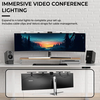 HumanCentric Video Conference Lighting - Webcam Light for Streaming, LED Monitor and Laptop Light for Video Conferencing, Zoom Lighting for Computer, Replace Ring Light for Zoom Meeting, Double Kit