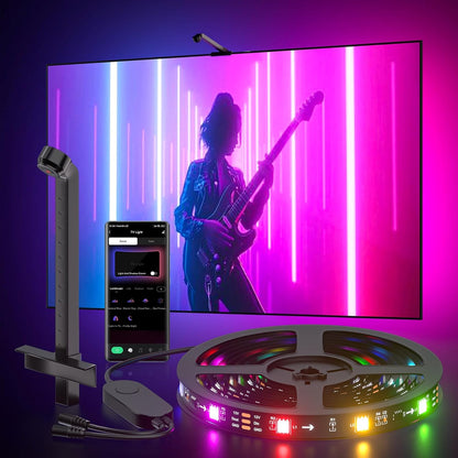 MIHEAL TV LED Backlight with AR Sensor,12.4FT RGB Strip Lights for 43-55 inch PC, TV & Monitor, Smart TV Lights Behind That Sync with Screen, Compatible with App Music Sync, for Gaming Room