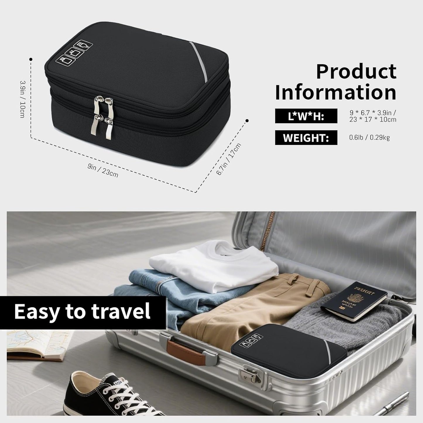 Lanola Travel Cable Organizer Bag, Electronic Accessories Case Portable Double Layer Cable Storage Bag for Cord,phone,Charger, Flash Drive, Phone, SD Card,Personal Items - (Purple)