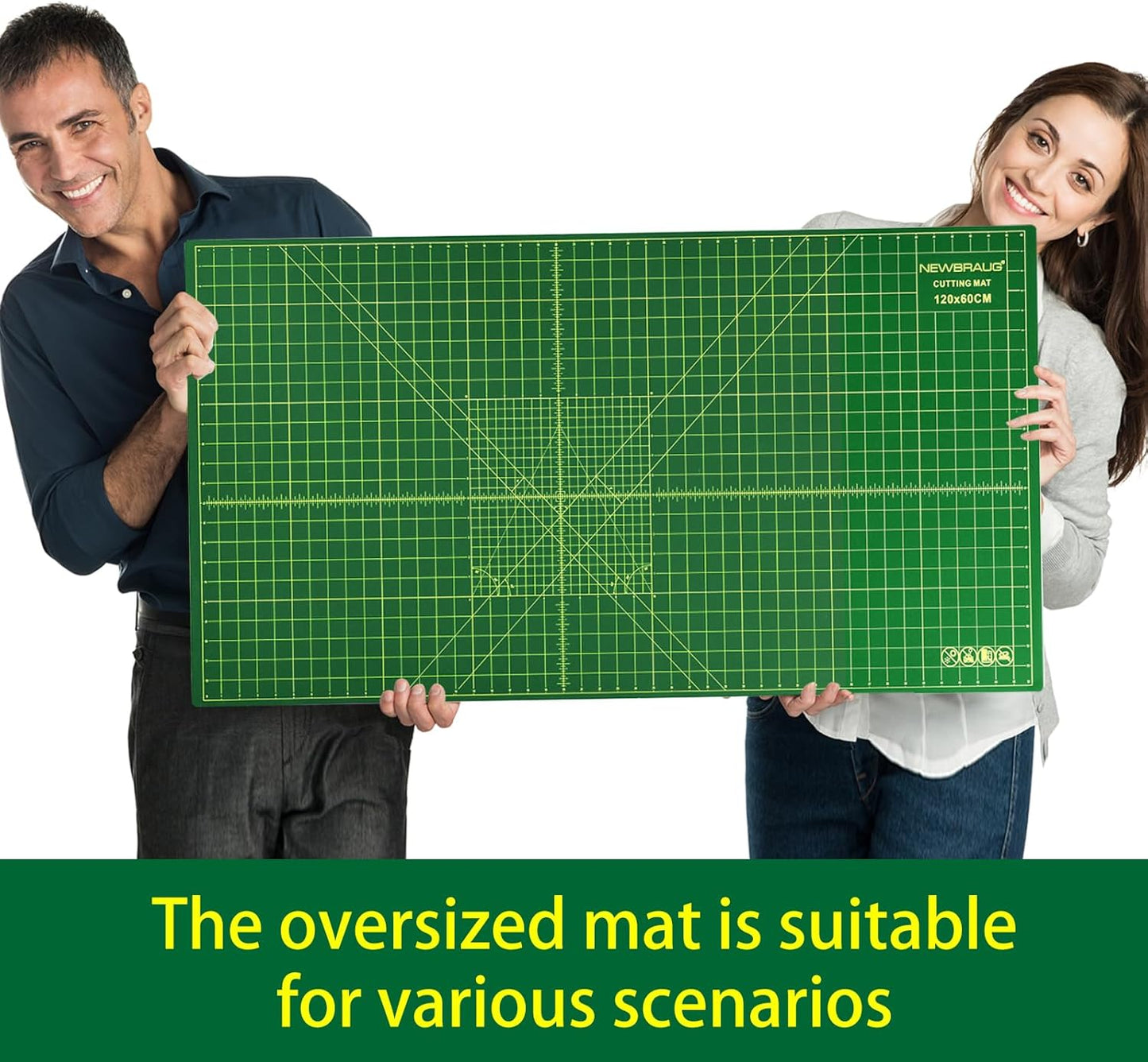 NEWBRAUG 18'' × 24'' Perfect Self Healing Cutting Mat, Non-Slip Gridded Rotary Cutting Board, Necessary for Quilting, Sewing, Craft, Fabric & Scrapbooking(Green/Black)…
