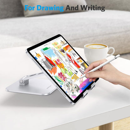 OMOTON Upgraded Adjustable Tablet Stand Holder, Heavy Duty Foldable Portable Monitor Stand, Travel Essentials for iPad Pro/Air/Mini, Surface Pro, 4.7''-15.6', Black