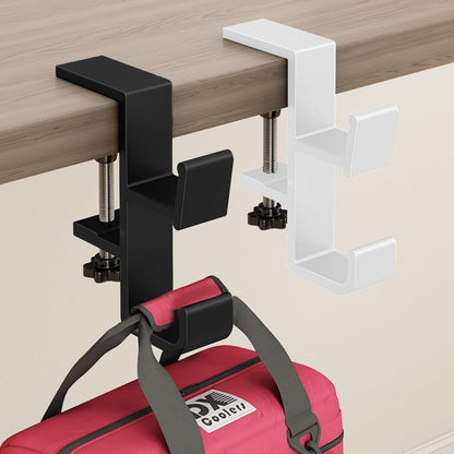 Desk Hook for Bag, Purse Hook for Table, Under Desk Handbag Hanger, Aluminum Backpack Holder, Desk Mount Hook for Umbrellas, Headphone, Cream