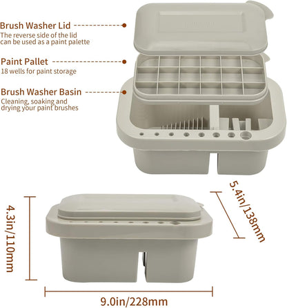 MyLifeUNIT Paint Brush Cleaner, Paint Brush Holder and Organizers with Palette for Acrylic, Watercolor, and Water-Based Paints (Grey)