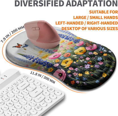 Ergonomic Joint Wrist Support Mouse Pad with Memory Foam Cushion Massage Bump, Carpal Tunnel Pain Relief Mousepad Slope Design for Wrist Rest, 11.8x7.9 in, Black