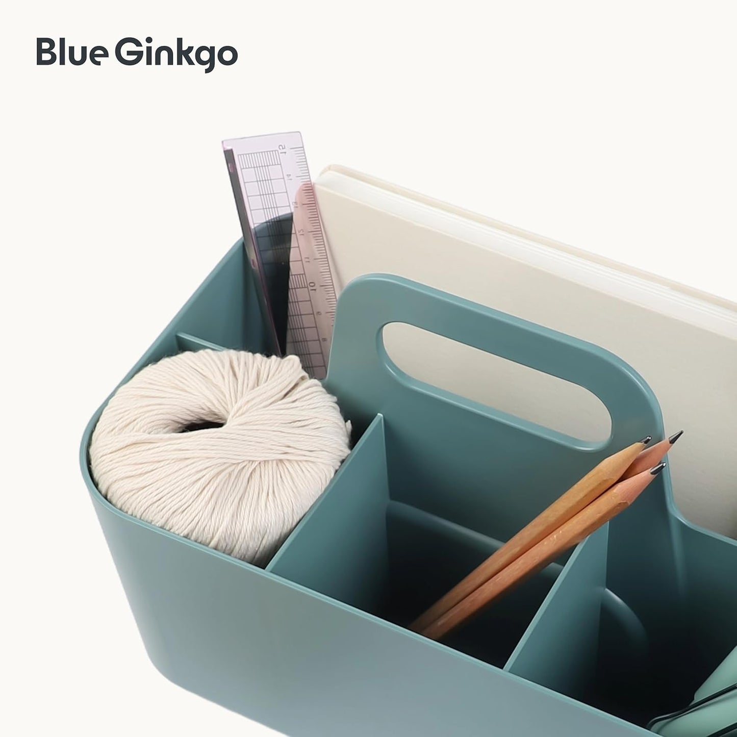 BLUE GINKGO Stackable Organizer Caddy – Korean-Made Portable Tote for Bathroom, Office, Crafts, or School Supplies (Rectangle, White)