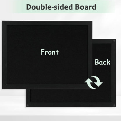 DOLLAR BOSS Bulletin Boards with Linen 1-Pack 16''X 12'' Double-Sided Cork Board for Walls Wood Framed Bulletin Boards, Small Pin Board for Home Kitchen Office Decorative Hanging 10 Pushpins