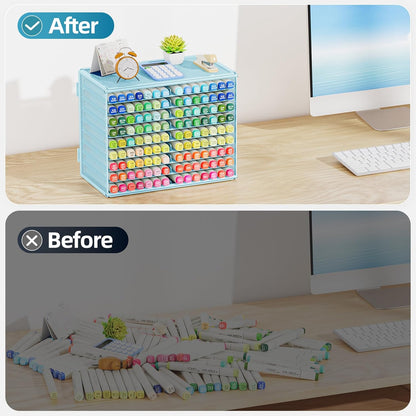 Marbrasse Mesh Marker Organizer, Metal Desktop Storage Rack for 126 Markers, Pens, Pencils, 9 Tier Marker Holder for Office Classroom & Home Art Supplies(Black)
