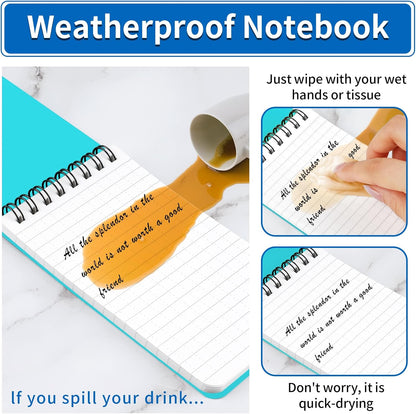 COIDEA 3 Pack Waterproof Notebook, 3 x 5 Pocket Notepad, All Weather Small Pocket Notebook Paper, Mini Spiral Notepad Police Notepad 100 Lined Pages for Outdoor Office