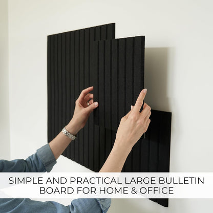 Large Felt Bulletin Board - Stylish Perfectly Sized 35" x 47" Cork Board Alternative for Office & Wall Decor – 12 Customizable Adhesive Tiles w/Golden Pins are Perfect to Display Your Photos