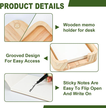 4x6 Memo Paper Holder Organizer for Desk Black Wooden Note Paper Tray with 100 Sheet Blank Memo Pads 4x6 Index Card Tray Black Wood Sticky Note Holder for Office Home School
