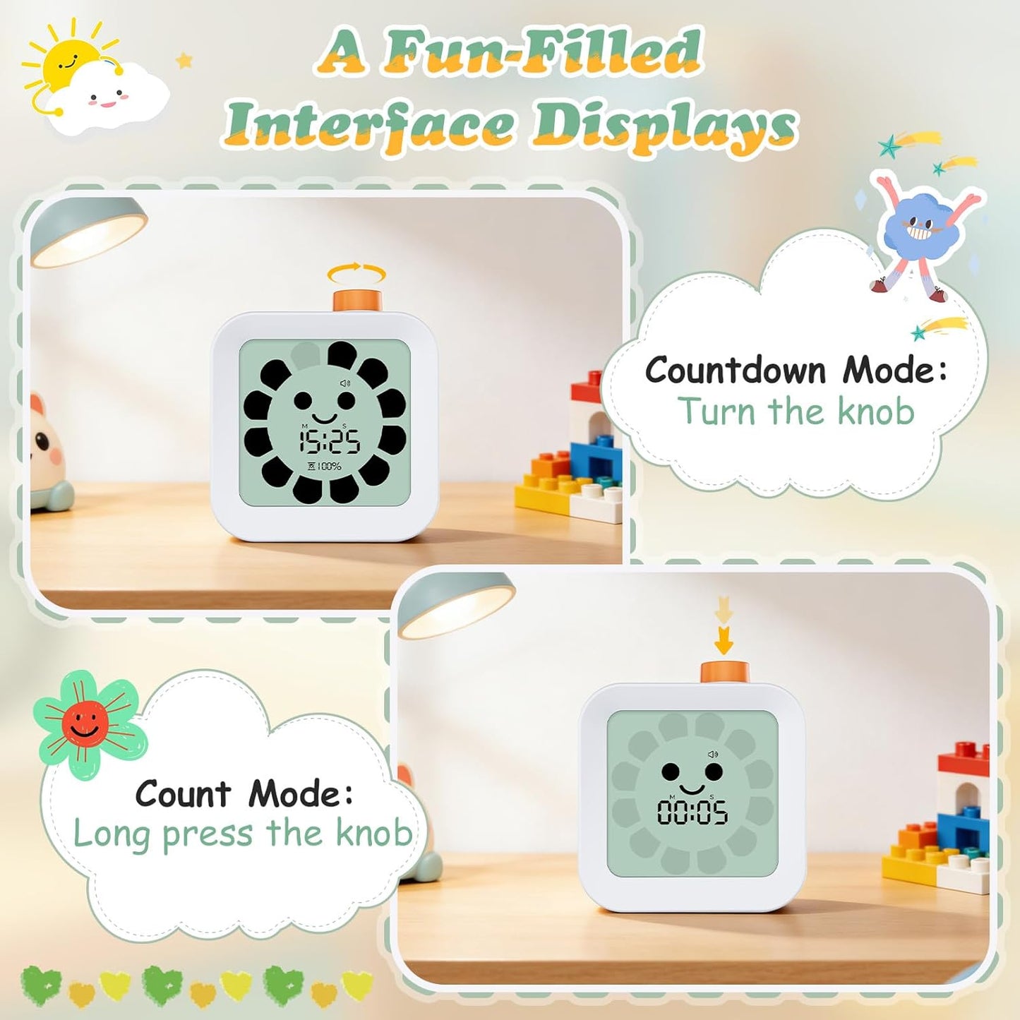 EooCoo Digital Visual Timer 60-Minute Countdown (3-in-1) for Kids & Adults, Handy Time Management Tool, Classroom Essential, Ideal Back-to-School Teacher Gift - Fits Homeschool, Kitchen, ADHD Users