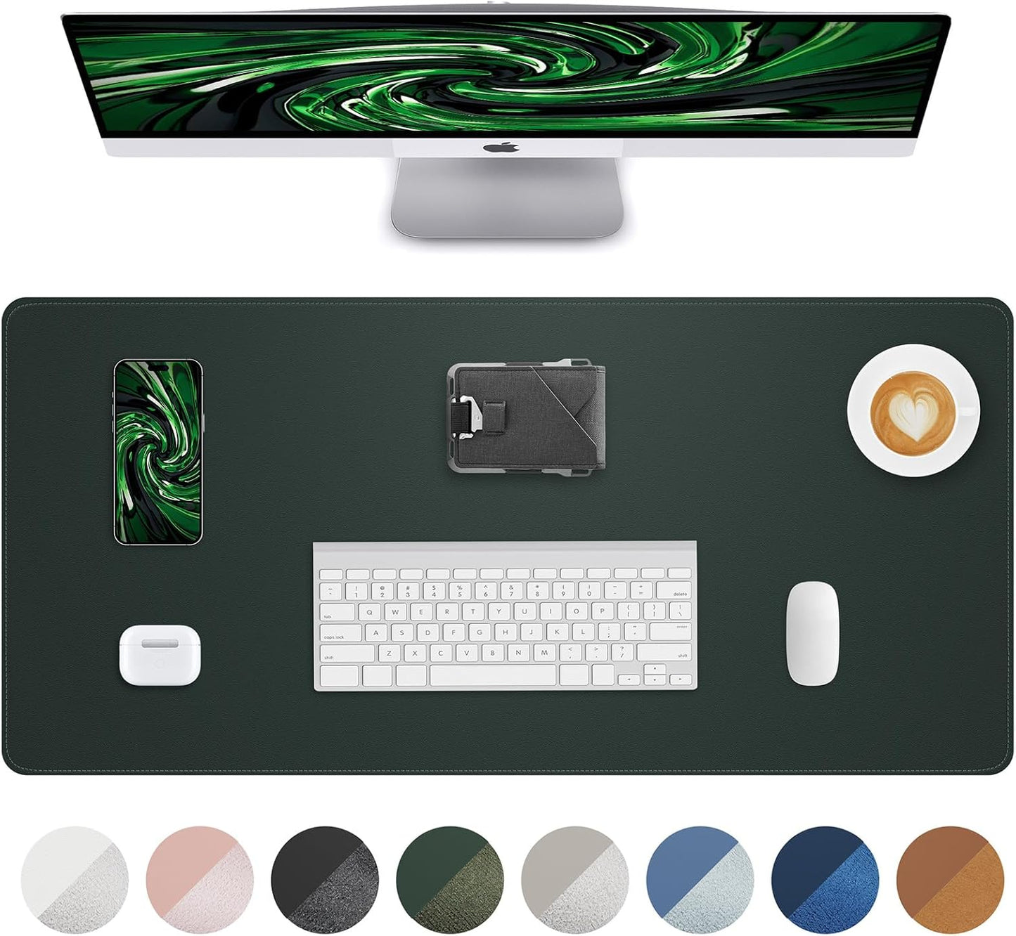 AFIING Desk Pad Protector 23.6" x 13.7" - Non-Slip Waterproof PU Leather Desk Mat for Mouse, Keyboard, Laptop, Office and Home Workspace (Beige)