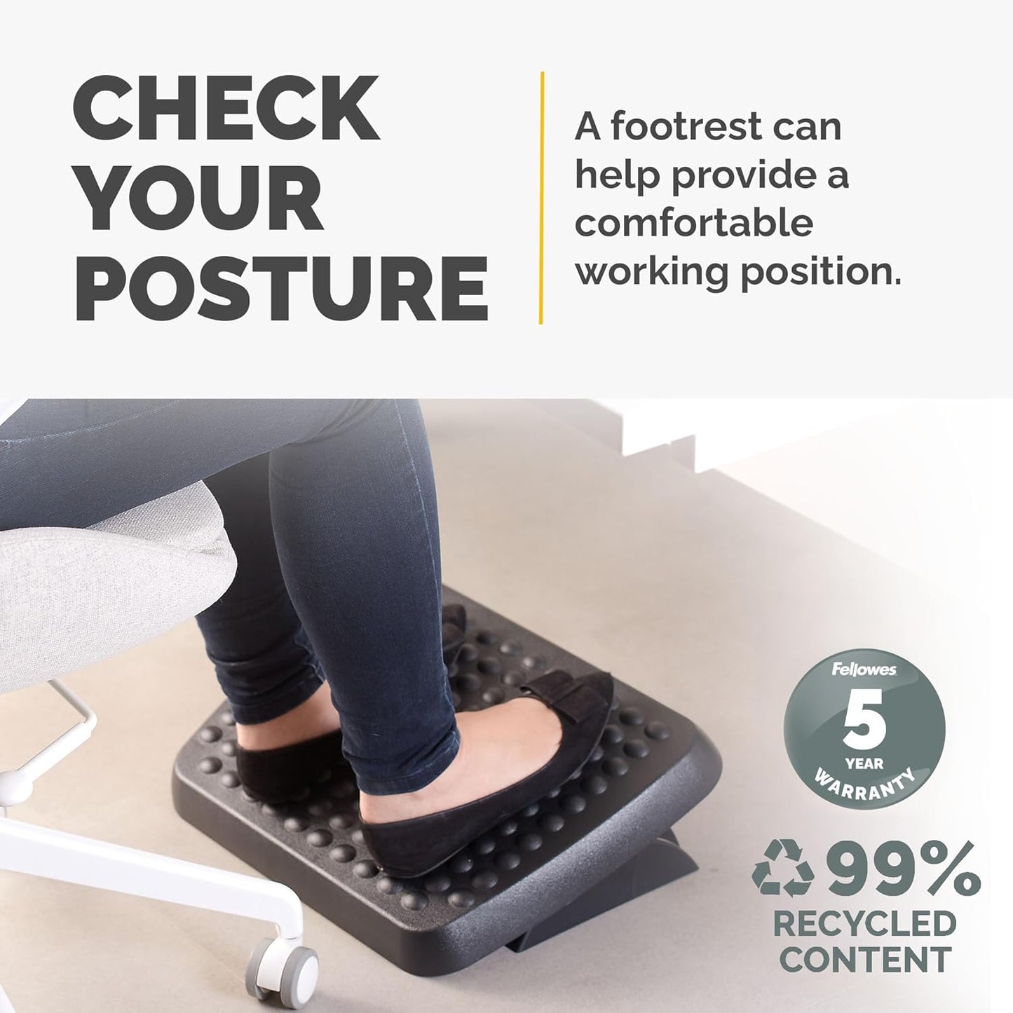 Fellowes 48121 Standard Foot Rest, Graphite