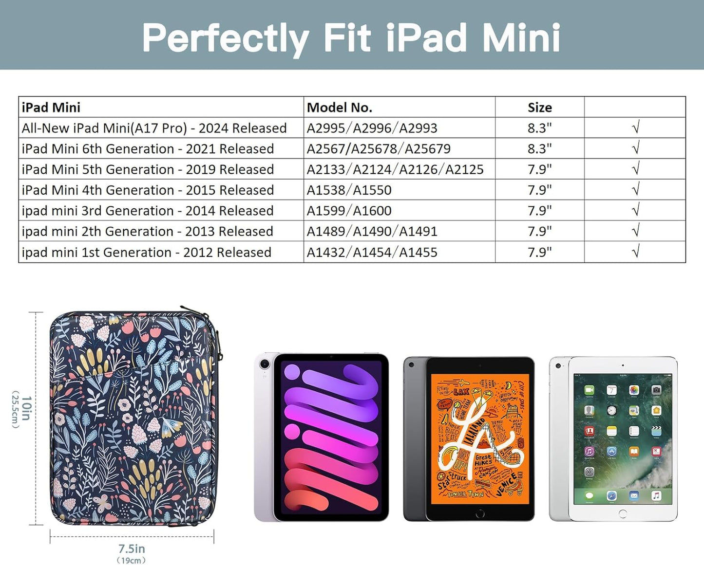 TiMOVO 9-11" Tablet Sleeve Bag for iPad 11-inch A16 2025, iPad 10.9"/10.2"| Air 11 Inch/5th/4th Gen. 10.9", Galaxy Tab A9+/A11Plus 11", Protective Bag with Pocket, Black