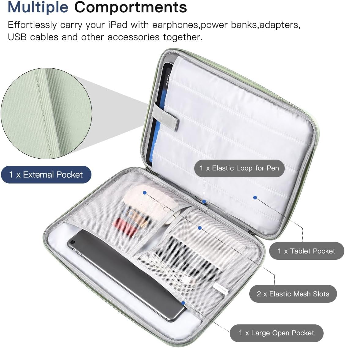12-12.9 Inch Tablet Sleeve Bag for 12.4" Samsung Galaxy Tab S10+ S9+ Plus/S8+/S7+ Plus/S7 FE,13" iPad Air M4 M3 M2/iPad Pro M5 M4/Pro 12.9"/Microsoft Surface Go 2 12.4"/Pro 11 10 Carrying Case-Black