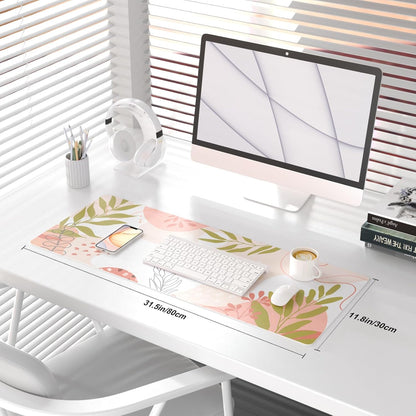 QIYI Large Mouse Pad, Cute Pink Desk Mat for Desktop, Women Girls PU Leather Desk Pad Waterproof Gaming Mousepad, Rose Gold Marble Computer Protector Writing Pad for School Office Home 31.5" x 15.7"