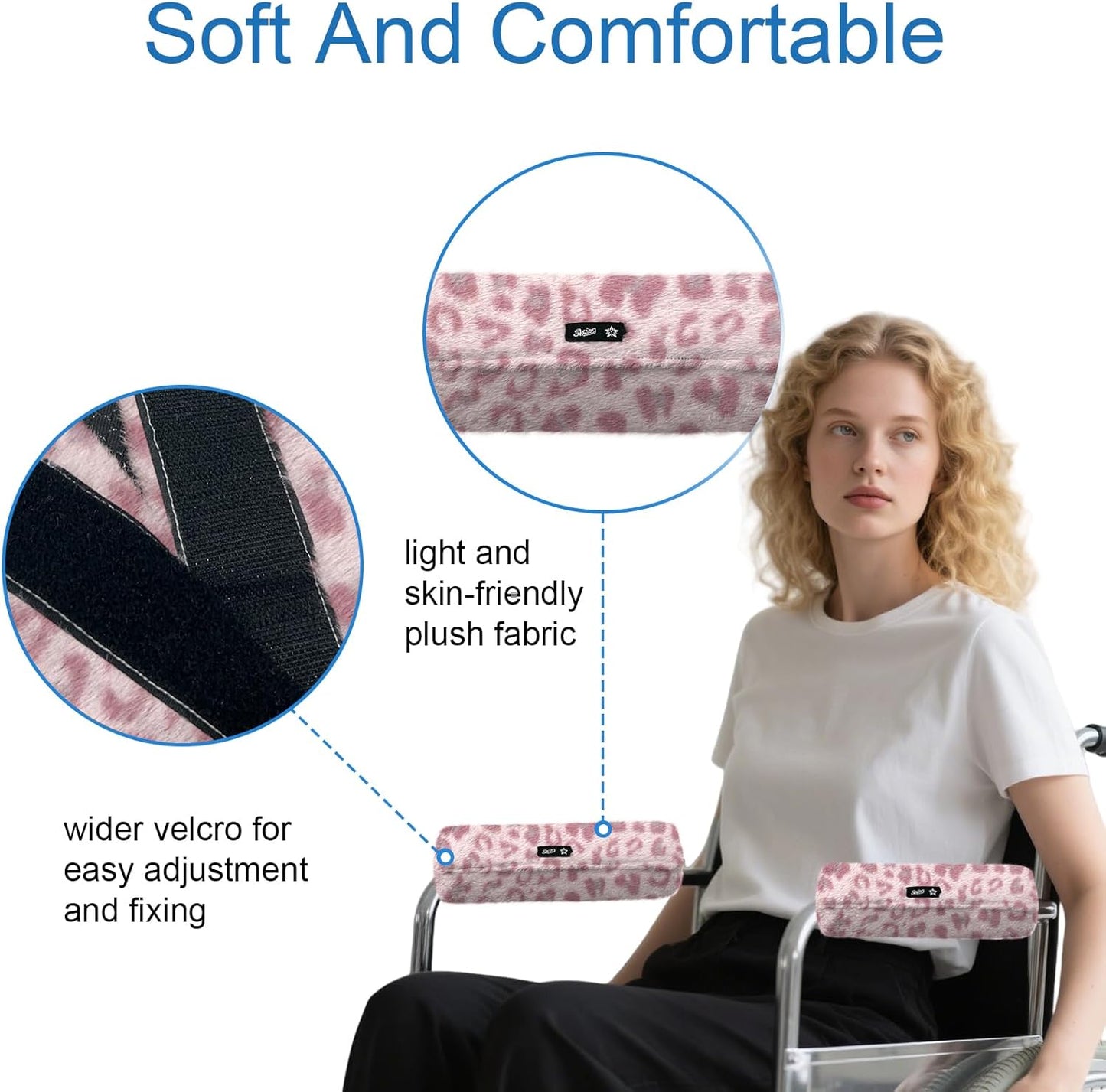 SPRING SEAON Wheelchair Armrest Covers 2 Pack Soft Memory Foam Wheelchair armrest Pads Wicking Washable for Office Transport Chair (Black)